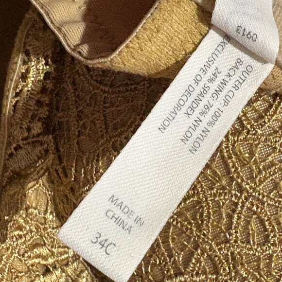 Gold Lace Push-Up Bra With Crystal Accent 34C Soma - Picture 5 of 5